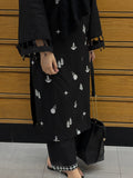 Timeless Black: Embroidered Lawn-Cotton Suit for Everyday Grace