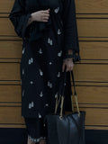 Timeless Black: Embroidered Lawn-Cotton Suit for Everyday Grace