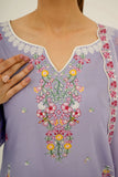 Eilara Purple Embroidered Lawn Suit with Embroidered Dupatta