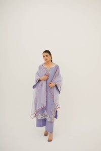 Eilara Purple Embroidered Lawn Suit with Embroidered Dupatta