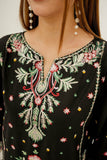 Elaaf Black Embroidered Lawn Suit with Chiffon Dupatta
