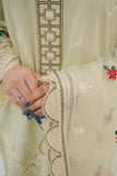 Hania Pistachio Embroidered Cotton Suit with Organza Dupatta