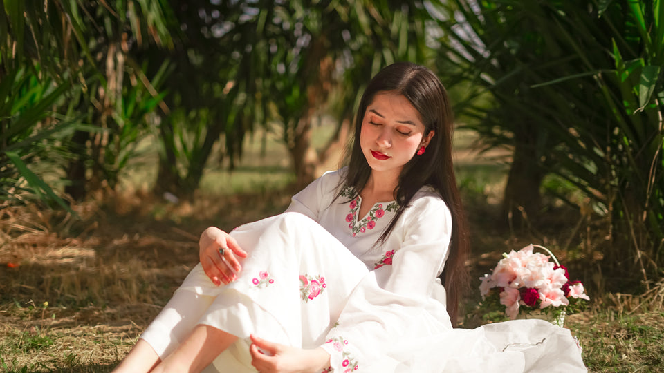 Embroidered Lawn Shirt by Komal, Plain Trouser Included