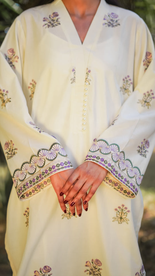 Kehkashaan 2-Piece Embroidered Lawn with Embroidered Trouser Hem