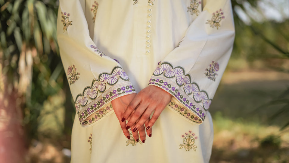 Kehkashaan 2-Piece Embroidered Lawn with Embroidered Trouser Hem